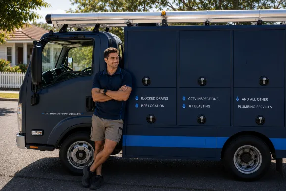Service van and plumber at a Darlinghurst callout